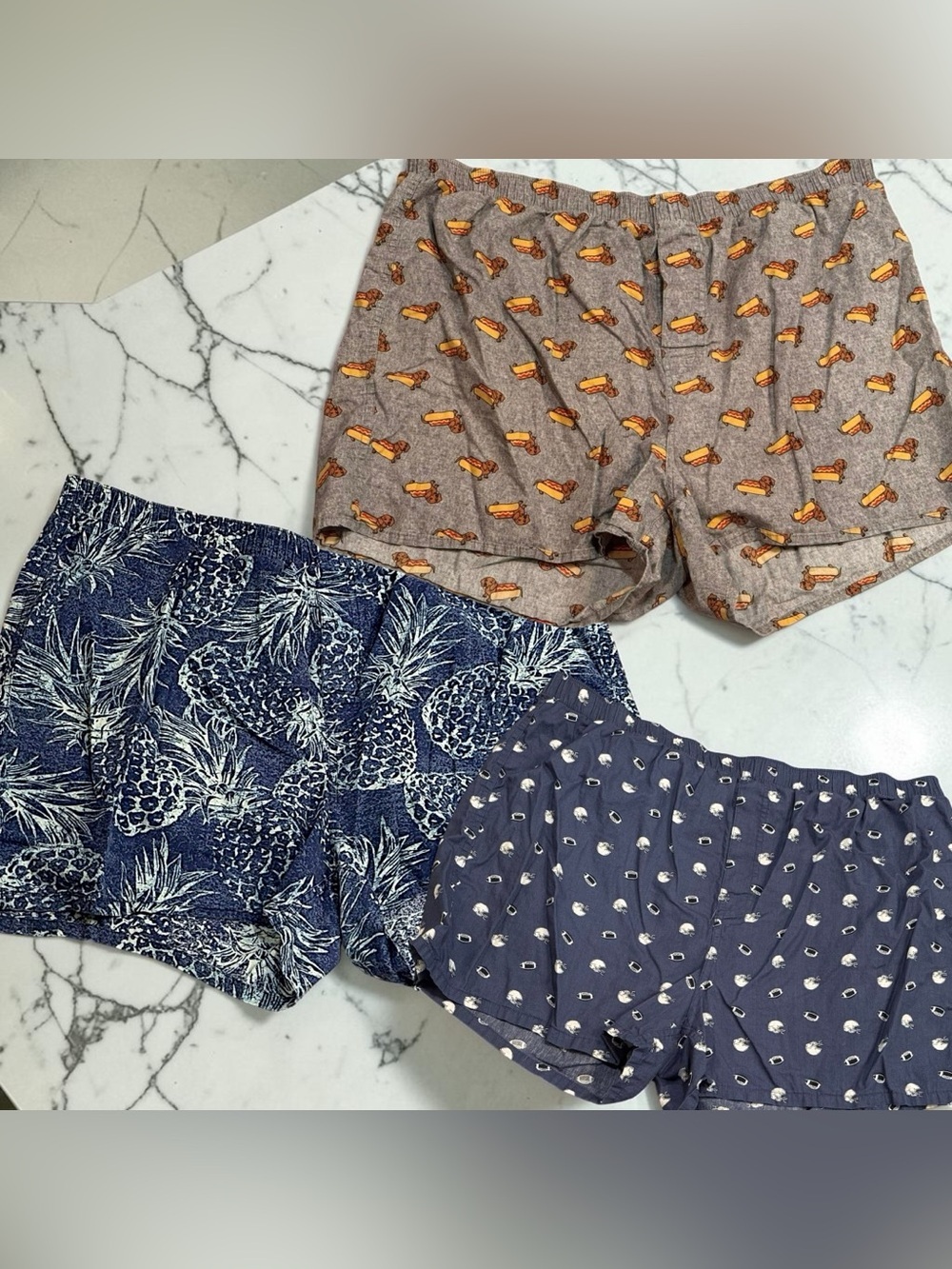 OLD NAVY 3pc Men's Printed Cotton Boxer Shorts - Brown & Navy  XL